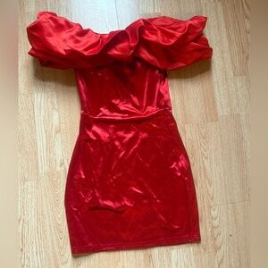 Elegant Red Off-Shoulder Dress